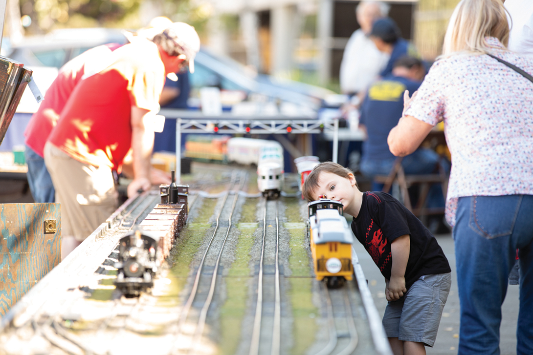 model trains in action
